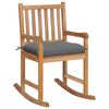 vidaXL Chaise &agrave; bascule avec coussin gris Bois de teck solide