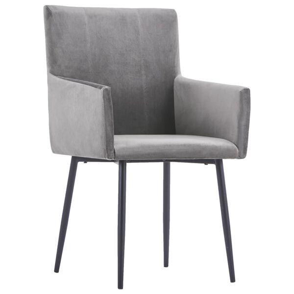 vidaXL Chaises &agrave; manger avec accoudoirs lot de 2 gris velours