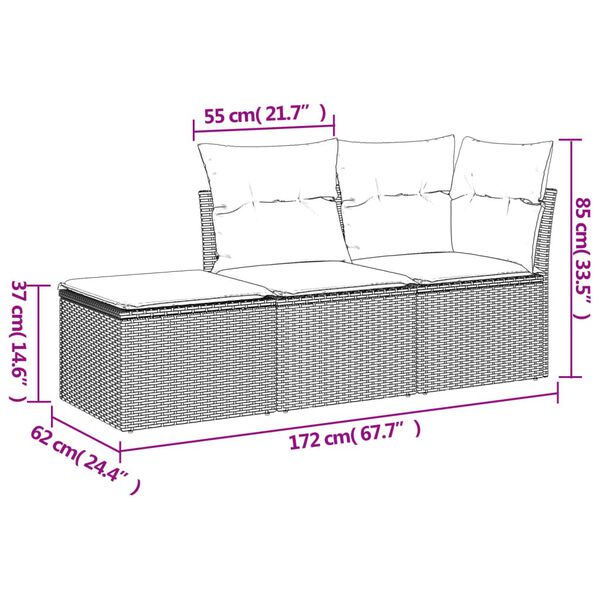 vidaXL Salon de jardin 3 pcs avec coussins noir r&eacute;sine tress&eacute;e
