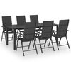 vidaXL Ensemble &agrave; manger de jardin 7 pcs noir