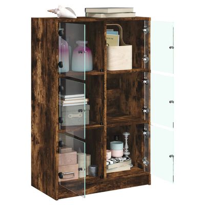 vidaXL Buffet haut avec portes chêne fumé 68x37x109 cm bois ingénierie