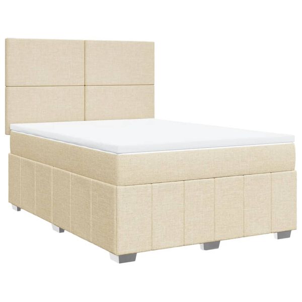vidaXL Sommier &agrave; lattes de lit avec matelas Cr&egrave;me 140x190 cm Tissu