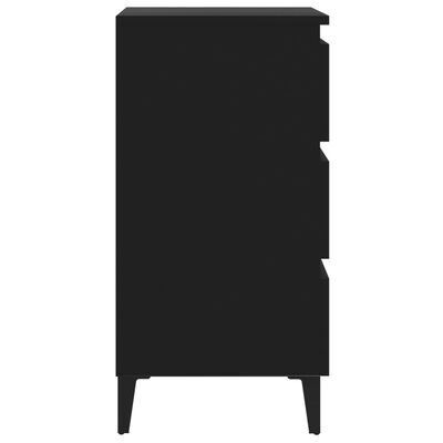 vidaXL Table de chevet avec pieds en métal Noir 40x35x69 cm