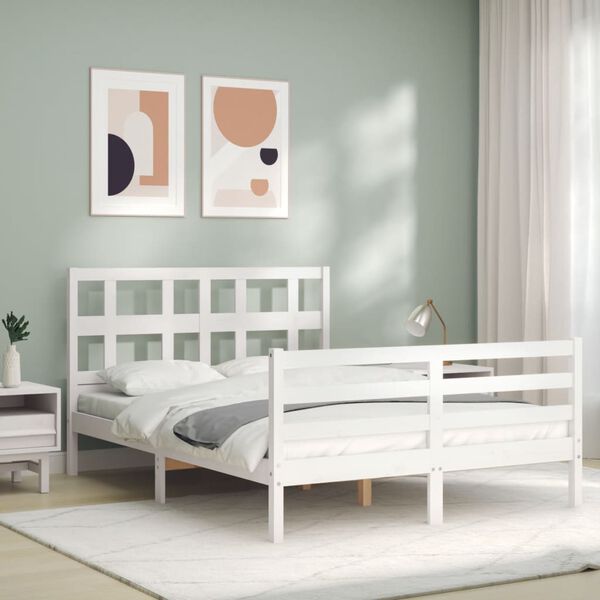 vidaXL Cadre de lit sans matelas blanc 120x200 cm bois massif