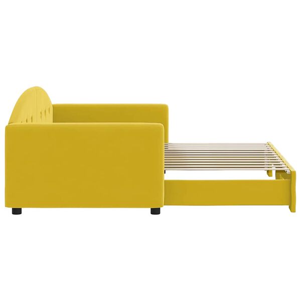 vidaXL Lit de jour avec lit gigogne jaune 90x200 cm velours
