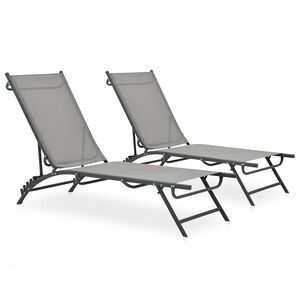 vidaXL Chaises longues lot de 2 Textil&egrave;ne et acier