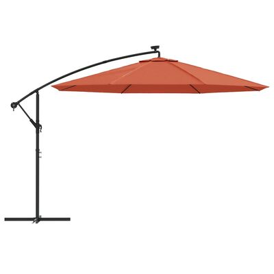 vidaXL Parasol de jardin en porte-à-faux avec lumières LED terre cuite