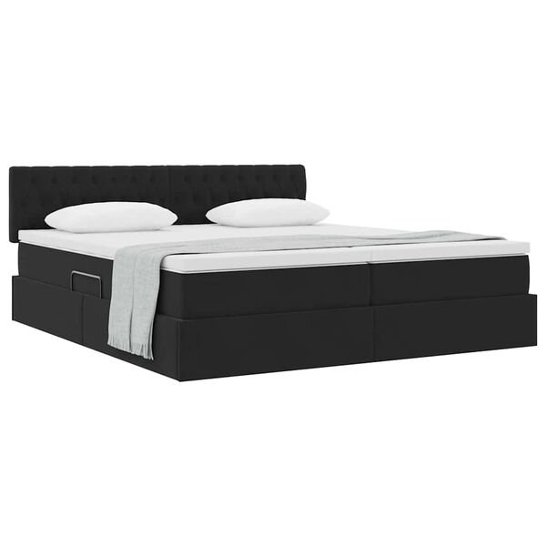 vidaXL Lit de Rangement avec matelas avec t&ecirc;te de lit Noir 90 x 200 cm