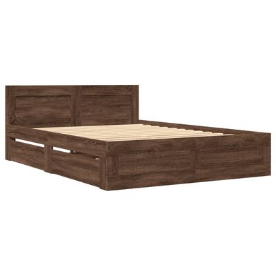 vidaXL Cadre de lit et tête de lit sans matelas chêne marron 120x190cm