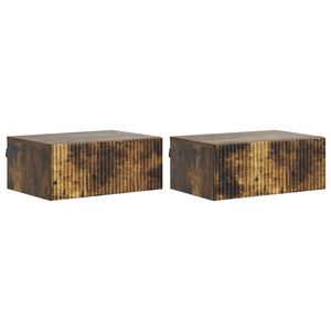 vidaXL Cabinet de chevet mural 2 pi&egrave;ces Ch&ecirc;ne fum&eacute; 49 x 34,5 x 20 cm