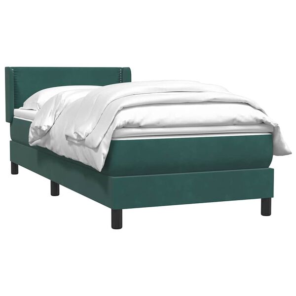 vidaXL Sommier à lattes de lit et matelas vert foncé 100x210cm velours
