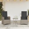 vidaXL Ensemble de bistro 3 pcs avec coussins gris r&eacute;sine tress&eacute;e