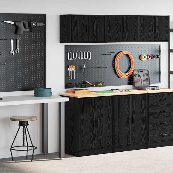 vidaXL Armoires de garage 2 pcs noir bois d'ing&eacute;nierie