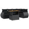 vidaXL Salon de jardin 6 pcs avec coussins noir r&eacute;sine tress&eacute;e