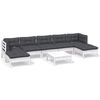 vidaXL Salon de jardin 8 pcs avec coussins blanc bois de pin