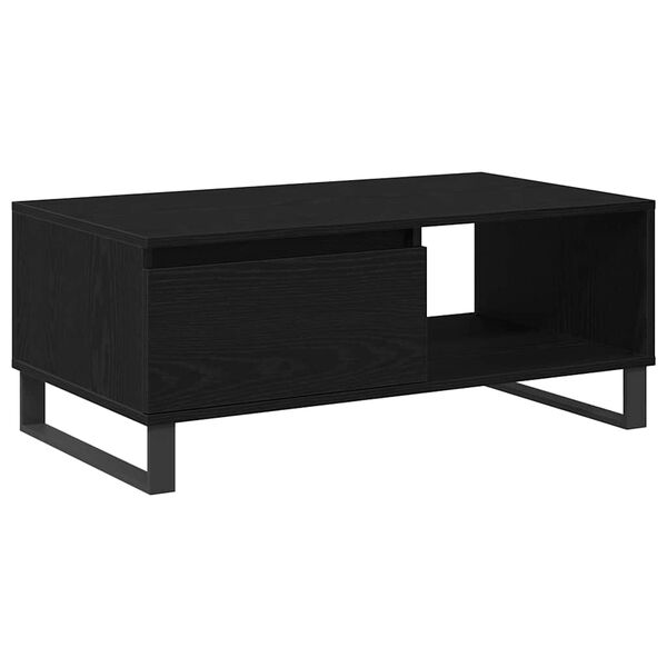 vidaXL Table basse Ch&ecirc;ne noir 90 x 50 x 36,5 cm Bois d'ing&eacute;nierie
