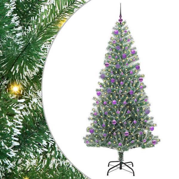 vidaXL Arbre de No&euml;l artificiel floconn&eacute; de neige avec lumi&egrave;re LED