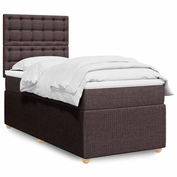 vidaXL Sommier &agrave; lattes de lit avec matelas Marron fonc&eacute; 90x190 cm