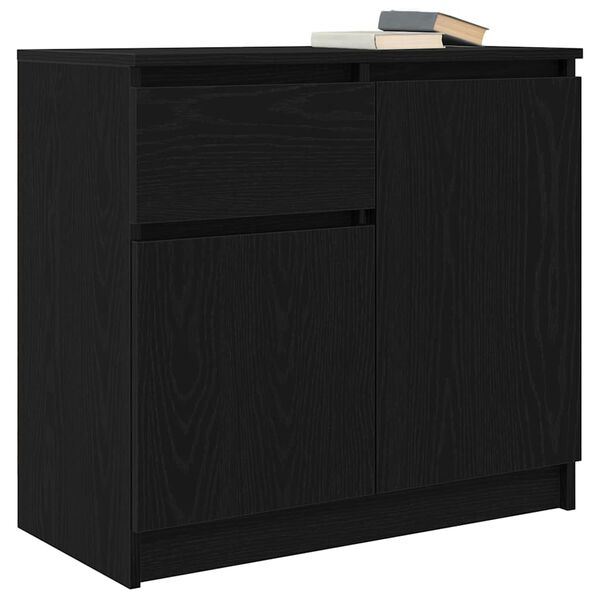 vidaXL Buffet avec tiroir ch&ecirc;ne noir 71x35x65 cm bois d'ing&eacute;nierie
