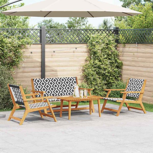 vidaXL Chaises de jardin avec table 4 pcs Noir 90 x 45 x 40 cm