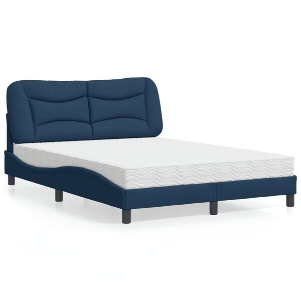 vidaXL Lit avec matelas Hvar bleu 140x190 cm tissu