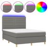vidaXL Sommier &agrave; lattes de lit et matelas et LED Gris fonc&eacute; 140x200 cm