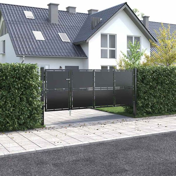 vidaXL Portail de jardin en acier 350 x 125 cm anthracite