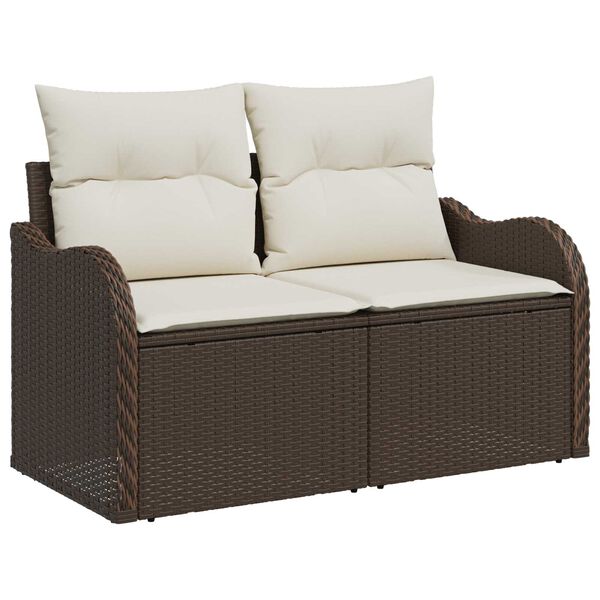vidaXL Ensemble de canap&eacute; de jardin Marron polyrotin