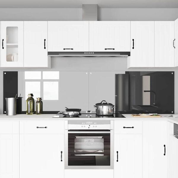 vidaXL Protection de cuisine 2 pcs Gris fonc&eacute; 120 x 60 cm verre tremp&eacute;