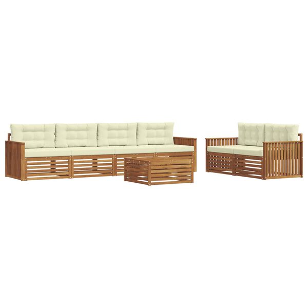 vidaXL Ensemble de canap&eacute;s d'ext&eacute;rieur 7 pcs Naturel et Cr&egrave;me