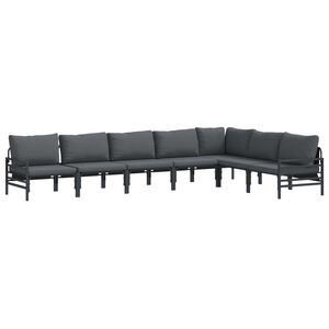 vidaXL Ensemble de canap&eacute; de jardin avec coussin 7 pcs Noir Acier