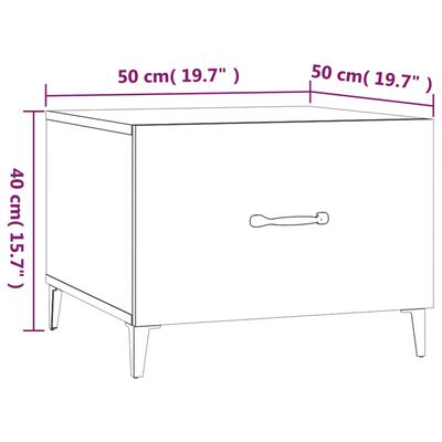 vidaXL Table basse avec pieds en métal Chêne marron 50x50x40 cm
