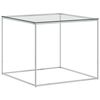 vidaXL Table basse Argenté 50x50x43 cm Acier inoxydable et verre