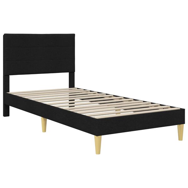 vidaXL Cadre de lit avec t&ecirc;te de lit Noir 90 x 190 cm tissu