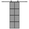 vidaXL Porte coulissante kit quincaillerie noir 76x205 cm verre trempé