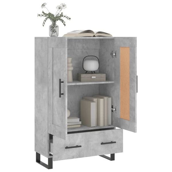 vidaXL Buffet haut gris béton 69,5x31x115 cm bois d'ingénierie