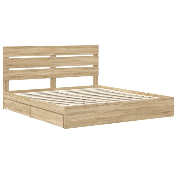 vidaXL Lit de Rangement Ch&ecirc;ne Sonoma 180 x 200 cm Bois d'ing&eacute;nierie