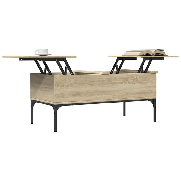 vidaXL Table basse ch&ecirc;ne sonoma 100x50x45cm bois d'ing&eacute;nierie et m&eacute;tal