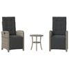 vidaXL Ensemble de bistro 3 pcs avec coussins gris r&eacute;sine tress&eacute;e