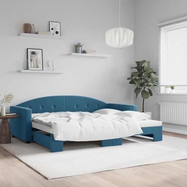 vidaXL Lit de jour avec gigogne sans matelas bleu 90x200 cm