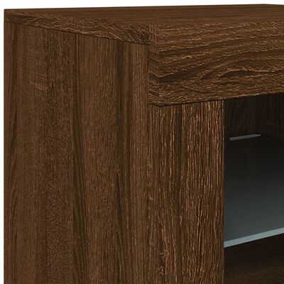 vidaXL Armoire latérale avec lumières LED chêne marron bois ingénierie