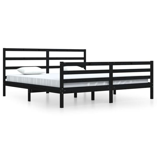 vidaXL Cadre de lit sans matelas noir bois massif de pin 200x200 cm