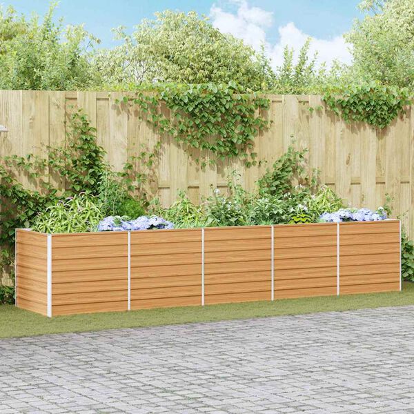 vidaXL Jardini&egrave;re sur&eacute;lev&eacute;e Marron Clair 400 x 80 x 77 cm
