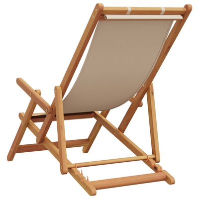 vidaXL Chaises de plage pliantes lot de 2 beige tissu et bois massif