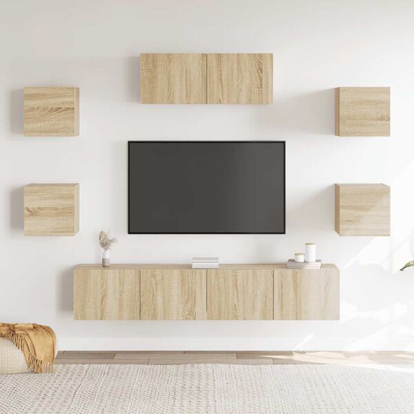 vidaXL Ensemble de meubles TV 7 pcs Ch&ecirc;ne sonoma Bois d'ing&eacute;nierie