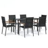 vidaXL Ensemble &agrave; manger de jardin 7 pcs noir textil&egrave;ne et acier