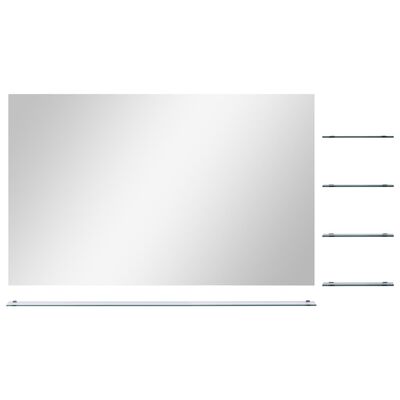 vidaXL Miroir mural avec 5 étagères argenté 100x60 cm