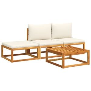 vidaXL Ensemble de canap&eacute;s de jardin 4 pi&egrave;ces avec coussins en bois d'acacia et rotin