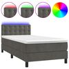vidaXL Sommier &agrave; lattes de lit avec matelas et LED Gris fonc&eacute; 90x190cm