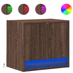 vidaXL Tables de chevet murales avec lumi&egrave;res LED 2 pcs ch&ecirc;ne marron